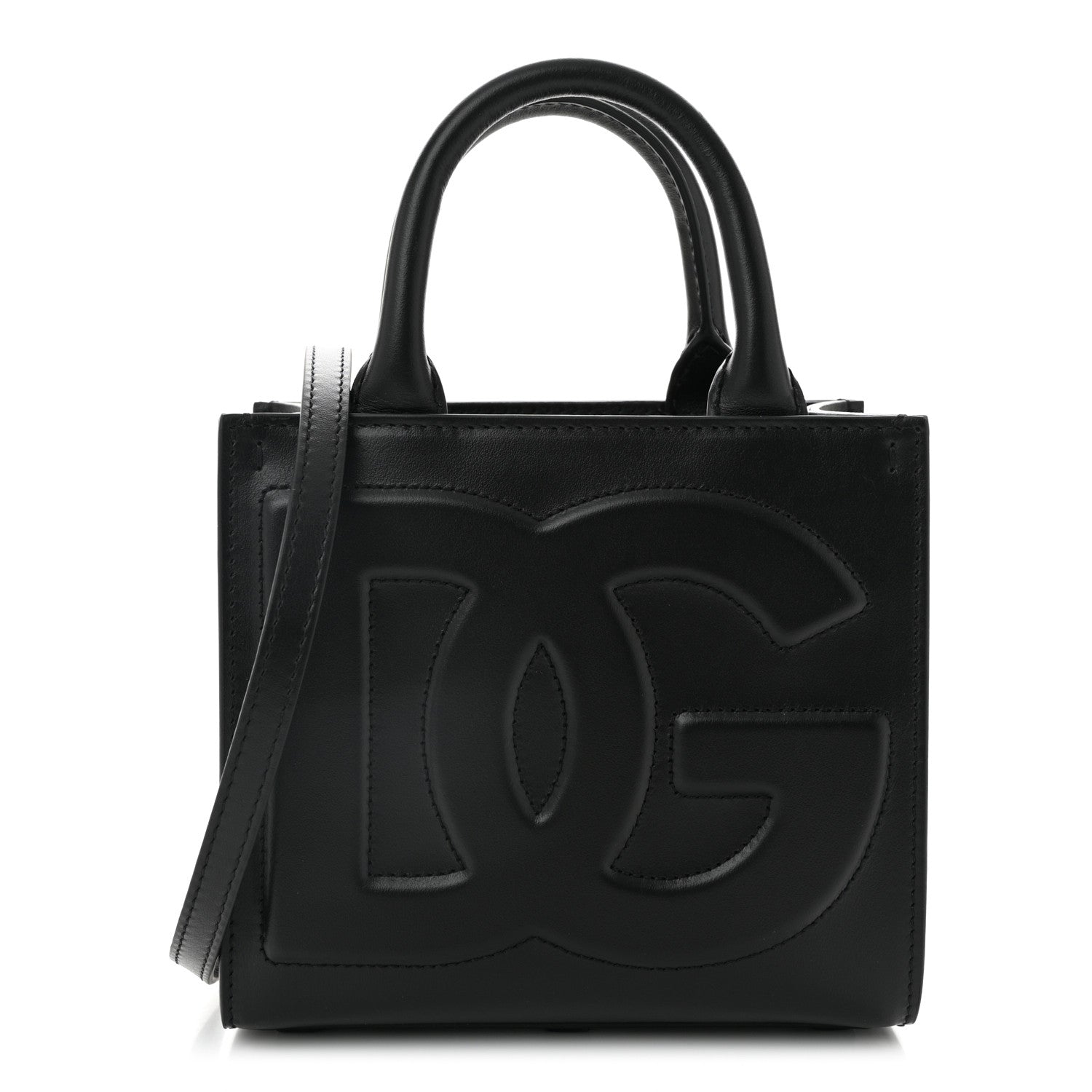 Dolce & Gabbana DOLCE GABBANA Calfskin Small DG Daily Shopper Tote Black 1 of 9