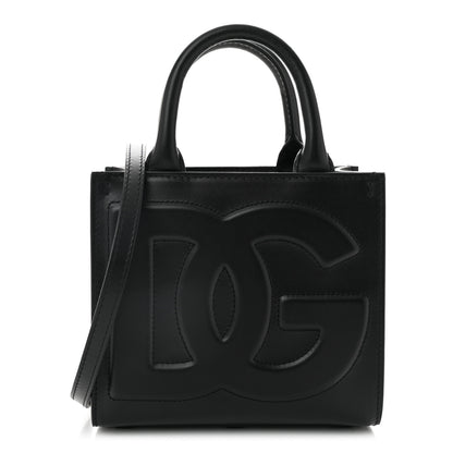 Dolce & Gabbana DOLCE GABBANA Calfskin Small DG Daily Shopper Tote Black 1 of 9