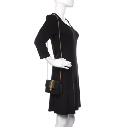 Gucci Calfskin Super Mini Sylvie Chain Shoulder Bag Black 2 of 10