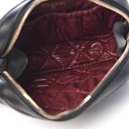 Chanel Lambskin Quilted Small Curvy Pouch Cosmetic Case Black 5 of 7