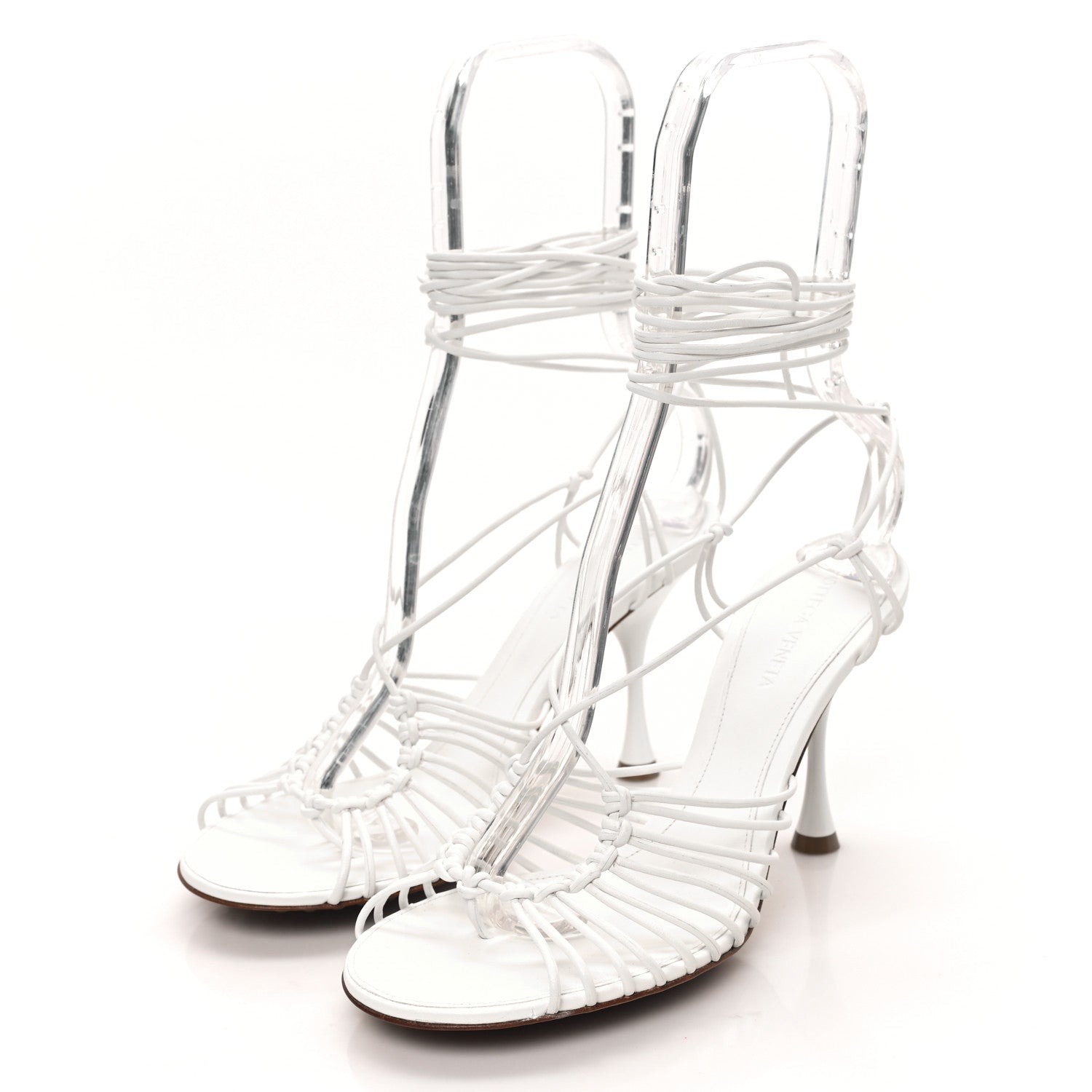 Bottega Veneta Nappa Dot Ankle Tie Sandals 37.5 White 3 of 8