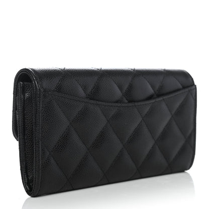 Chanel Caviar Quilted Medium Gusset Flap Wallet Black 2 of 4