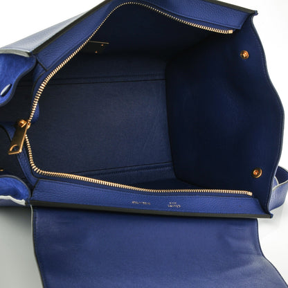 Celine Drummed Calfskin Suede Small Trapeze Indigo 5 of 7