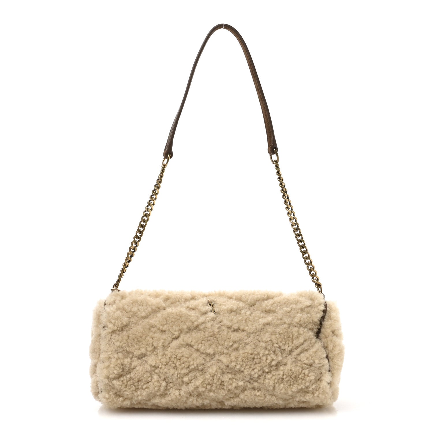 Saint Laurent Shearling Monogram Mini Sade Tube Bag Natural 1 of 11