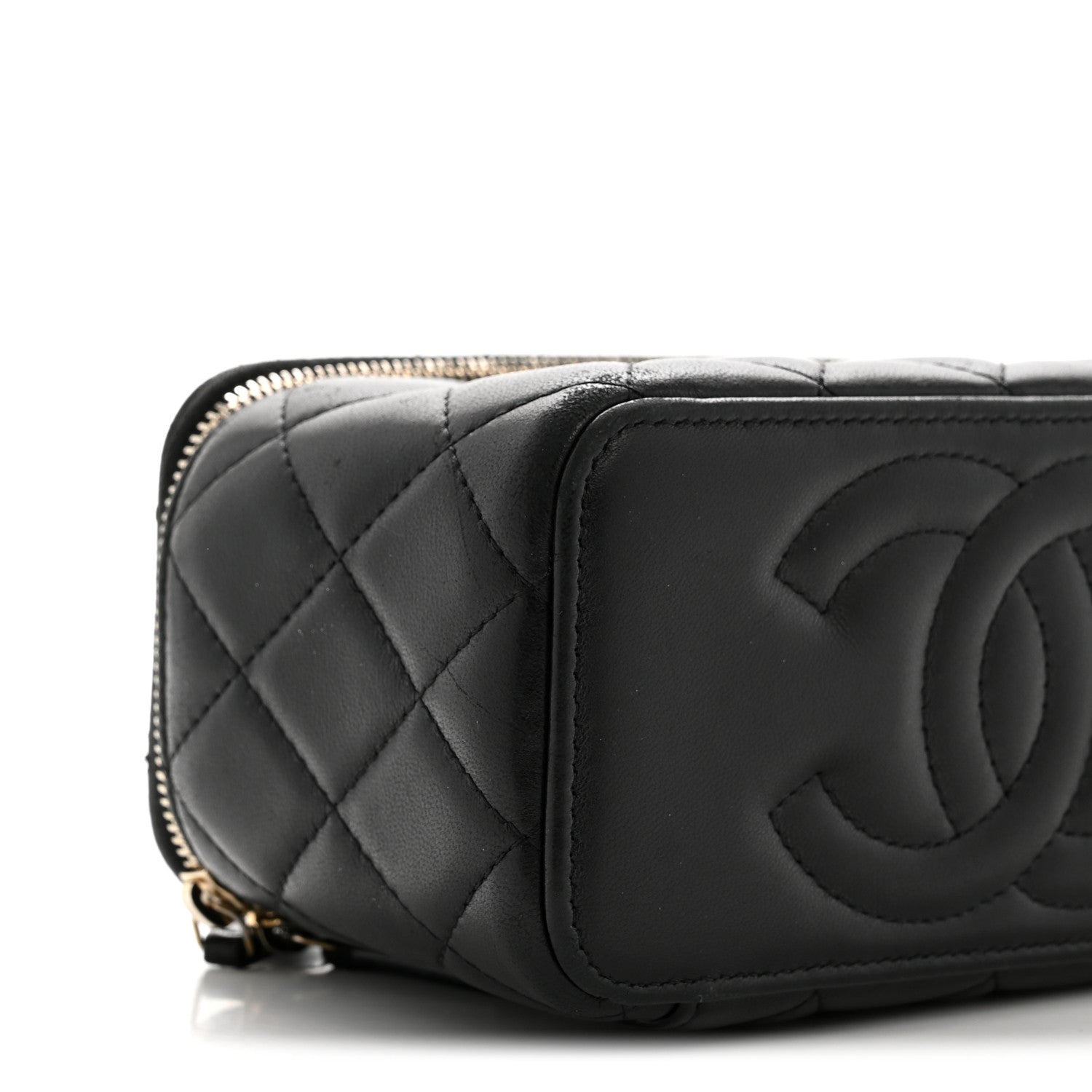 Chanel Lambskin Quilted Pearl Crush Small Vanity Case With Chain Black 9 of 13