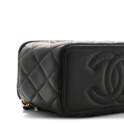 Chanel Lambskin Quilted Pearl Crush Small Vanity Case With Chain Black 9 of 13