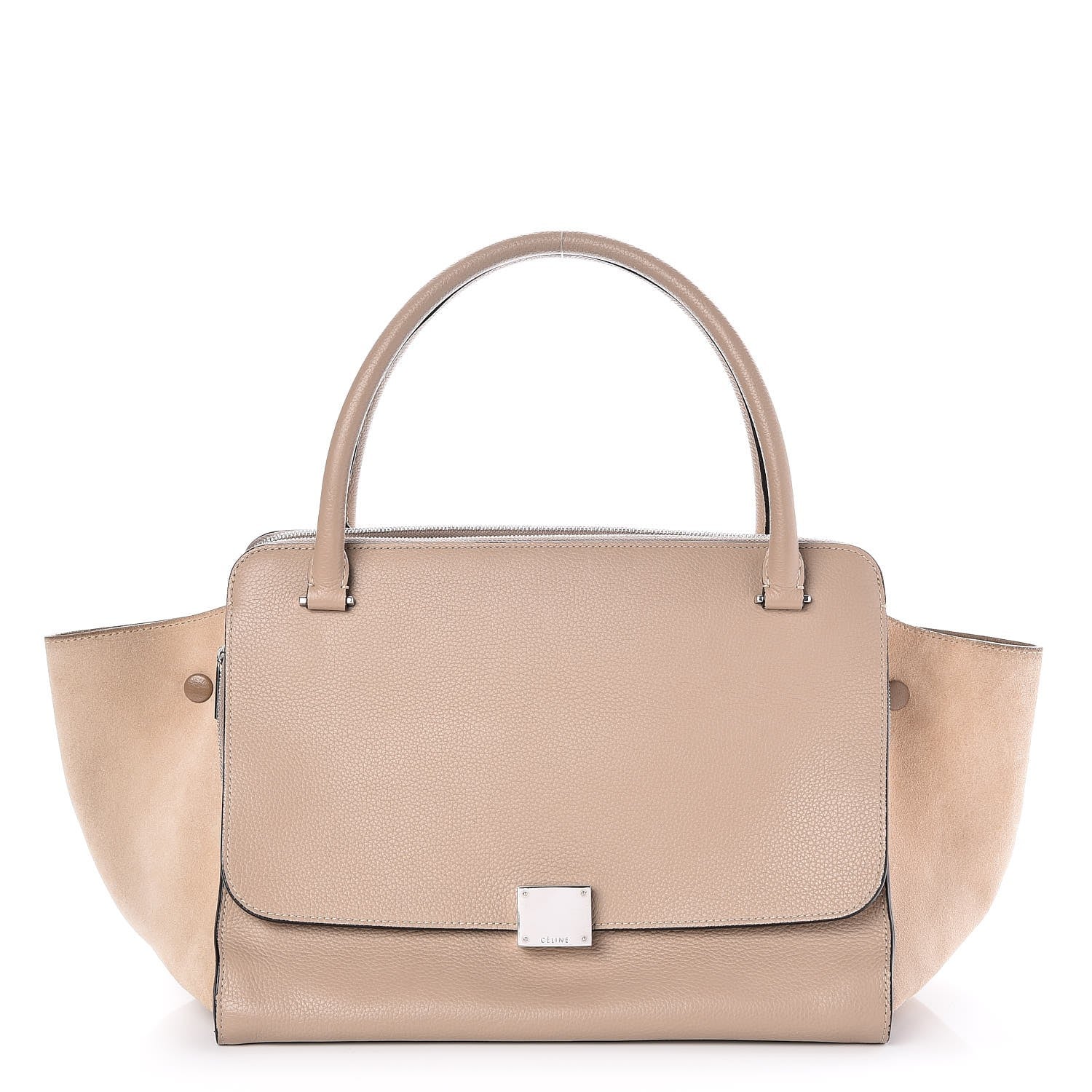 Celine Drummed Calfskin Suede Double Zip Trapeze Sand 1 of 6