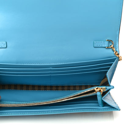 Fendi X SARAH COLEMAN Vitello Liberty Ceylon Micro FF Fish Eye Embossed Continental Envelope Wallet On Chain Multicolor Cyber Blue 4 of 9