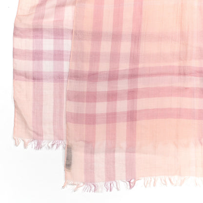 Burberry Silk Wool Gauze Giant Check Scarf Pink 3 of 5