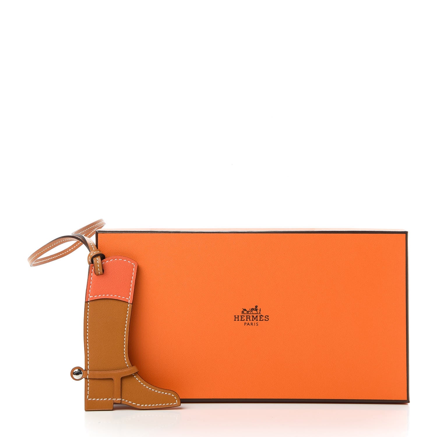 Hermes Butler Swift Paddock Botte Boot Bag Charm Natural Capucine 4 of 4