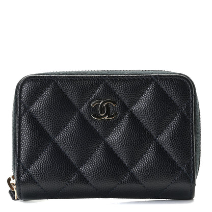 Chanel Caviar Quilted Zip Coin Purse Navy Blue 1 of 9