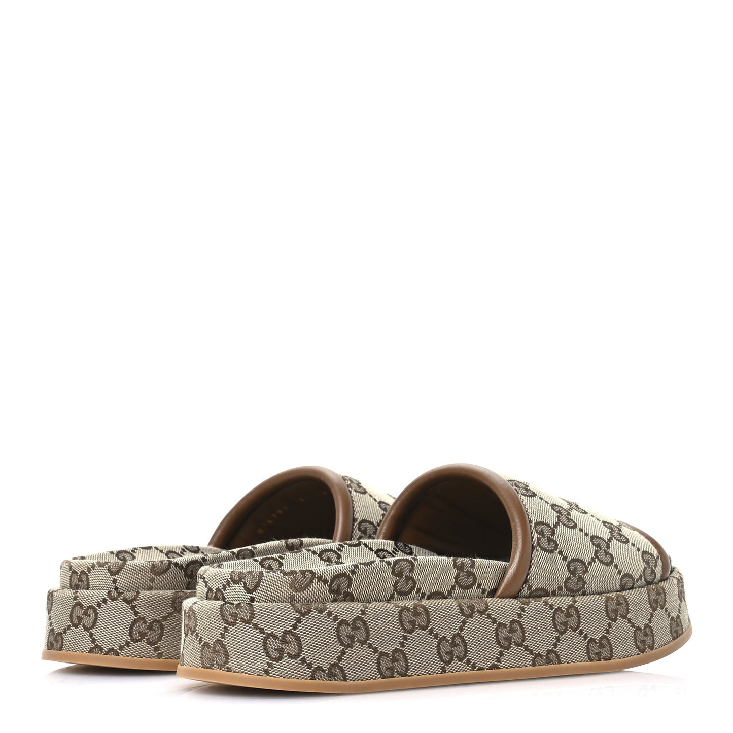 Original GG Canvas Monogram Womens GG Platform Sandals 38 Beige Dark Brown