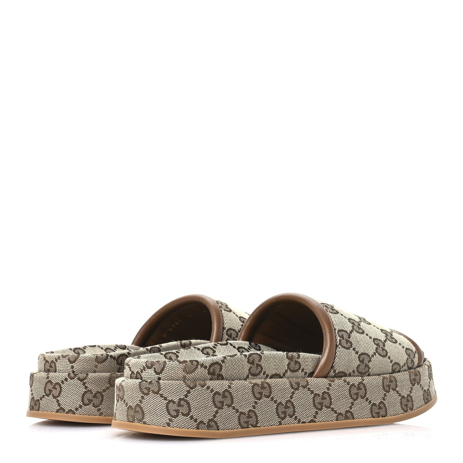 Gucci Original GG Canvas Monogram Womens GG Platform Sandals 38 Beige Dark Brown 5 of 8