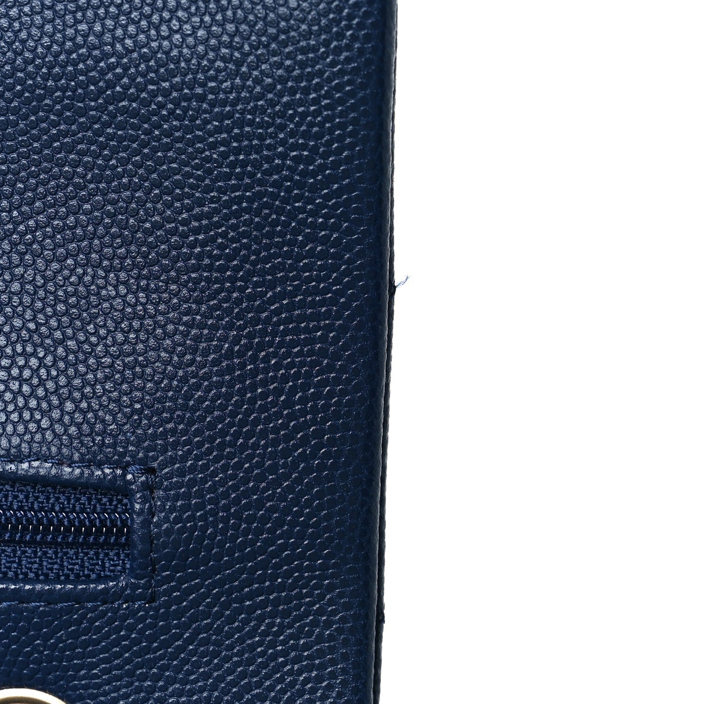 Caviar Quilted Medium Double Flap Dark Blue