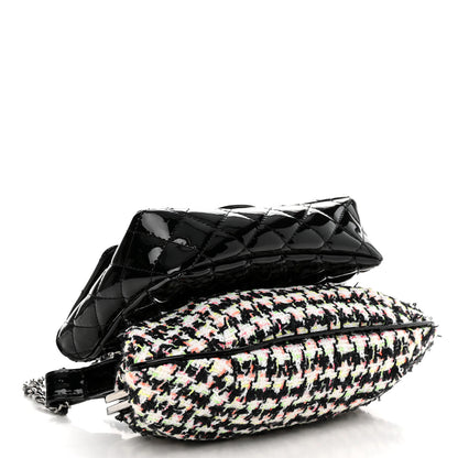 Chanel Patent Tweed Mini Kiss Lock Flap Double Bag Black Multicolor 4 of 12