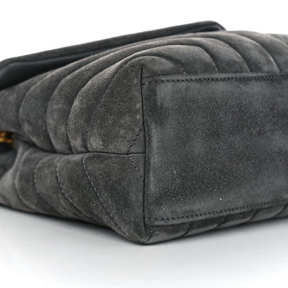 Saint Laurent Suede Calfskin Y Quilted Monogram Small Loulou Chain Satchel Storm 10 of 11