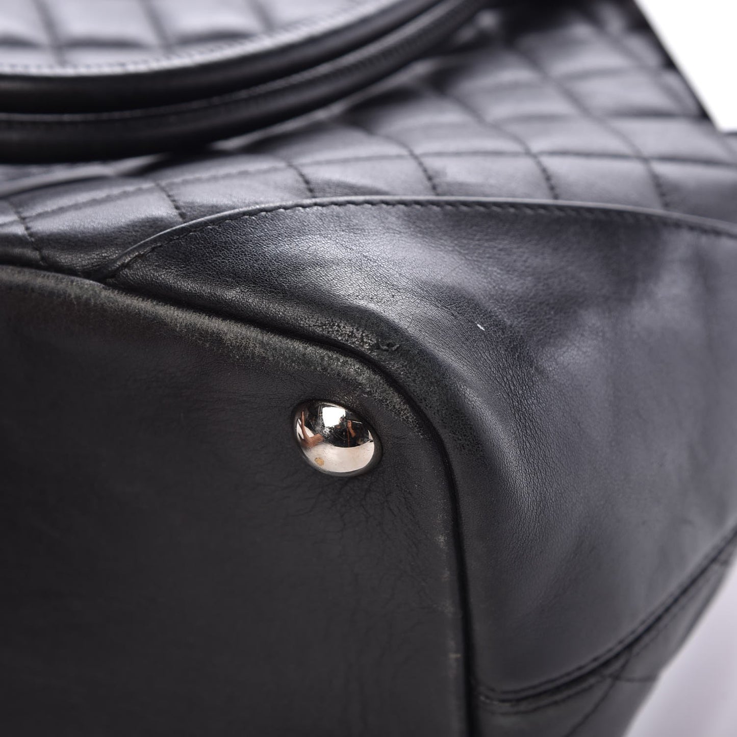 Calfskin Quilted Large Cambon Tote Black
