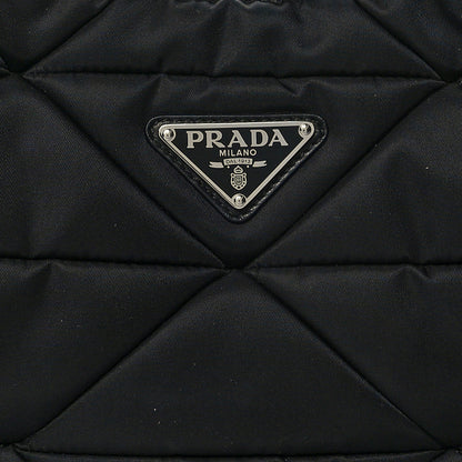 Prada Re-Nylon Triangle Padded Patchwork Shoulder Bag Black 8 of 10