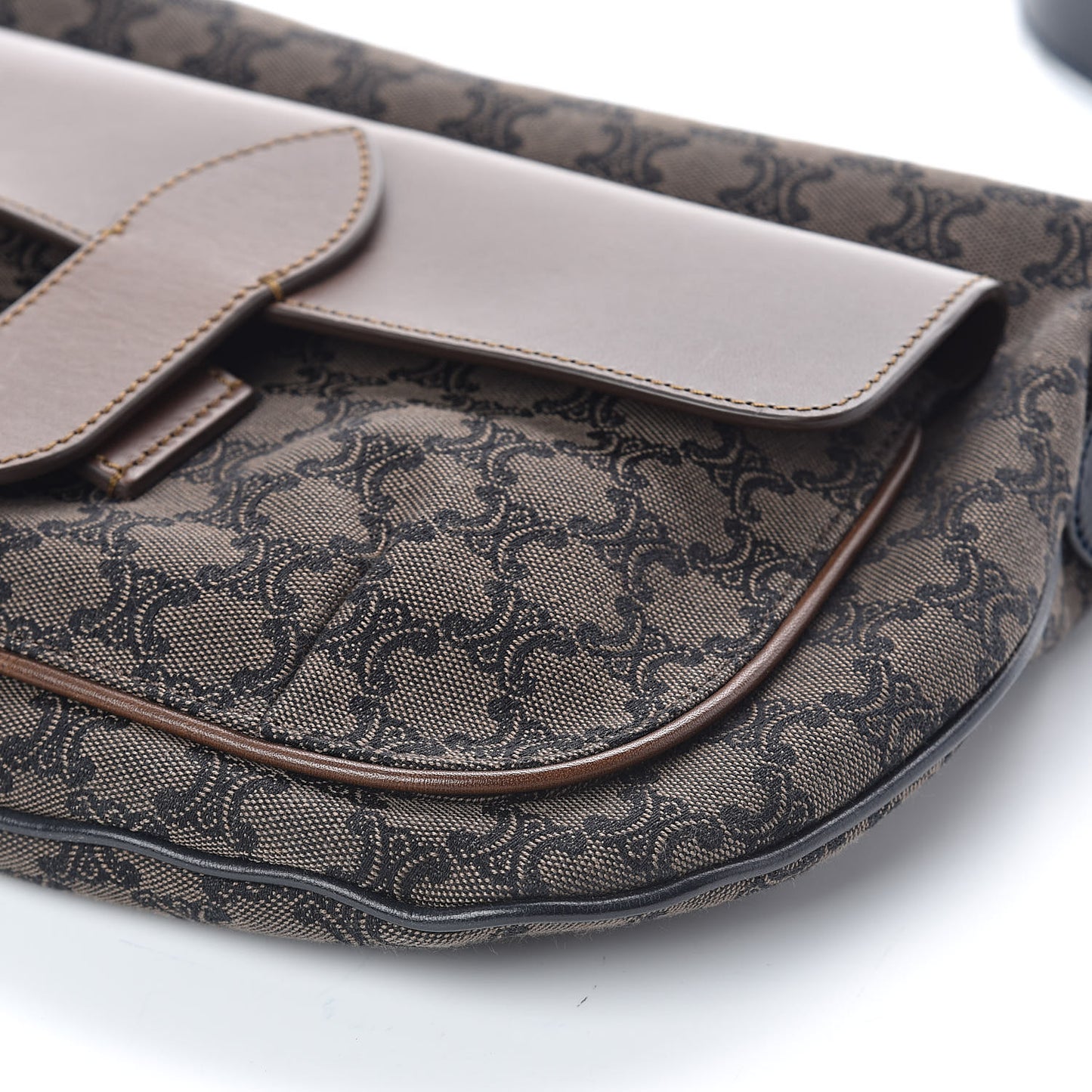 Smooth Calfskin Canvas Triomphe Shoulder Bag Tobacco