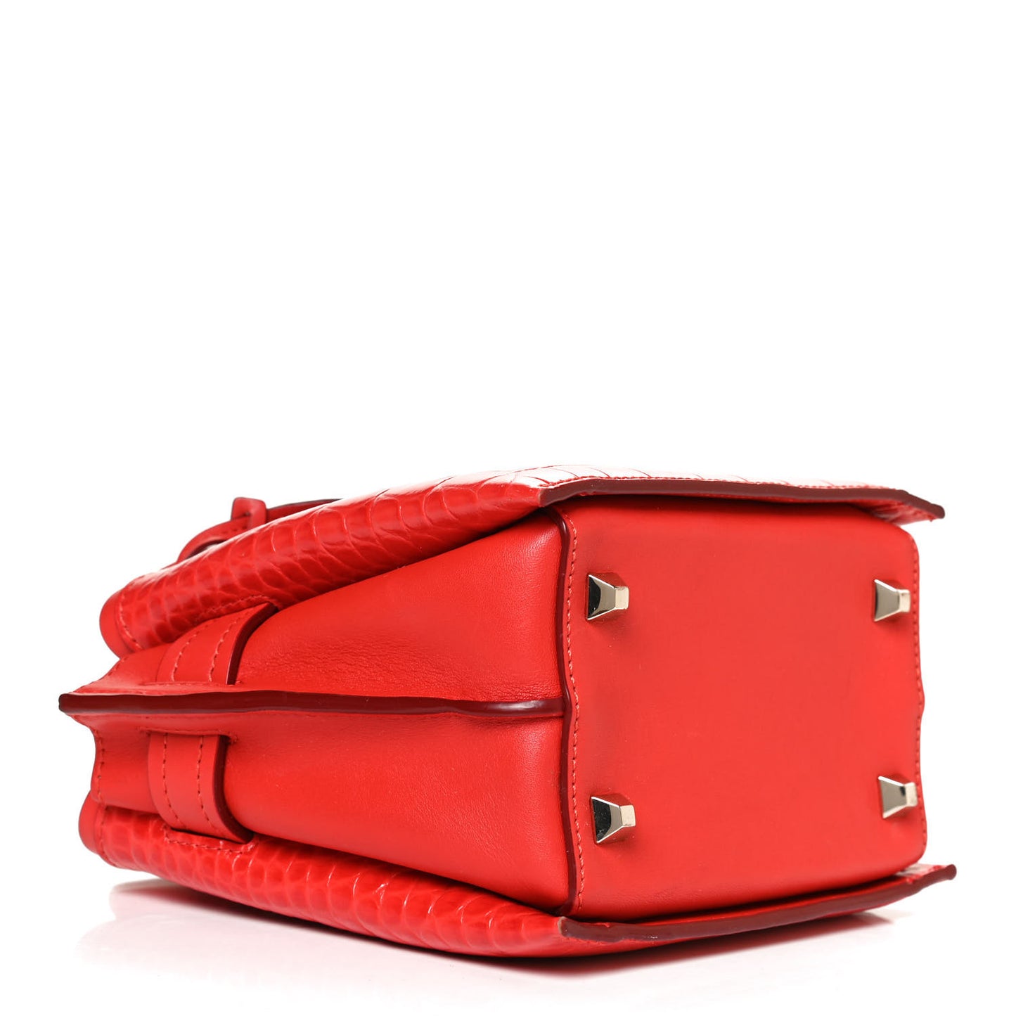 Calfskin Crocodile Embossed Mini Neo Milla Tote Ruby Red