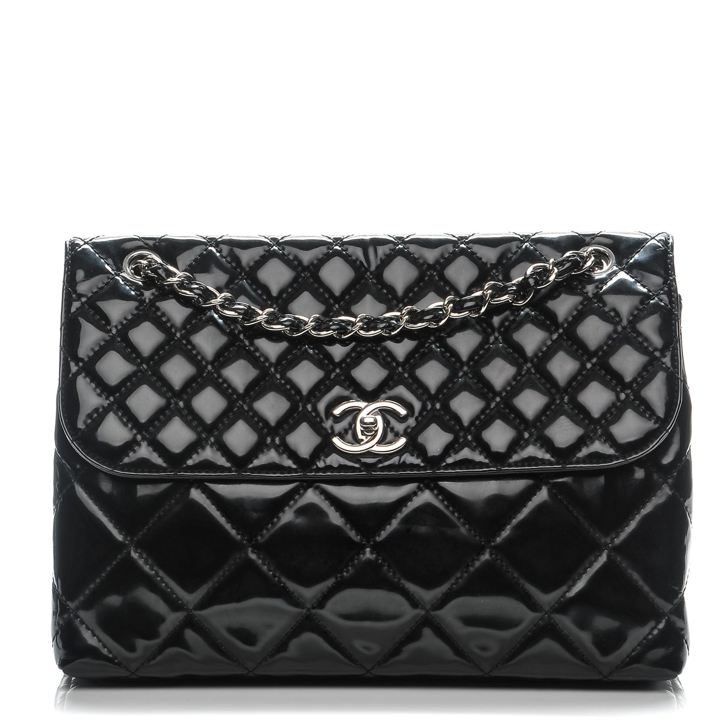 Vinyl Quilted In the Business Flap Bag Black