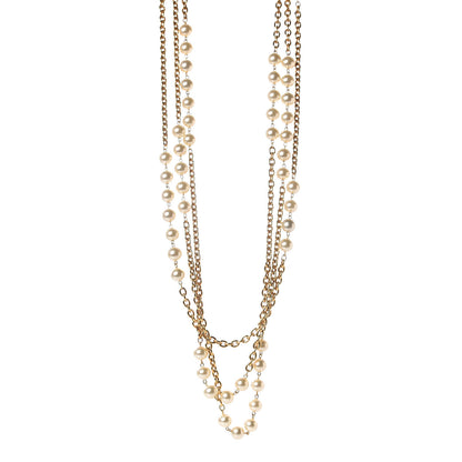 Chanel Pearl Chain Multi Strand Necklace Gold 1 of 8