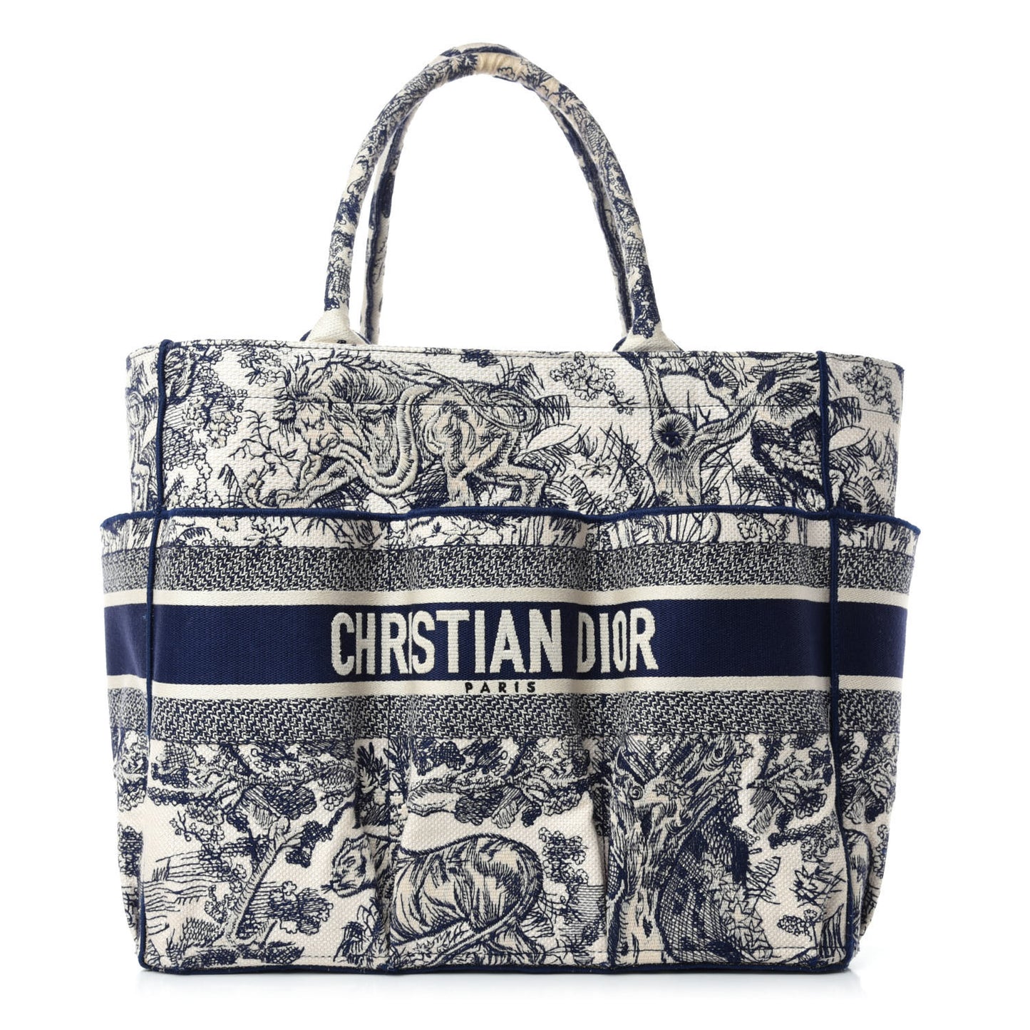 Canvas Embroidered Toile De Jouy Catherine Tote Blue