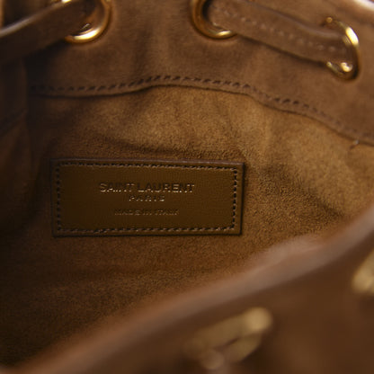 Saint Laurent Suede Calfskin Small Emmanuelle Fringe Bucket Bag Light Ocre 8 of 9