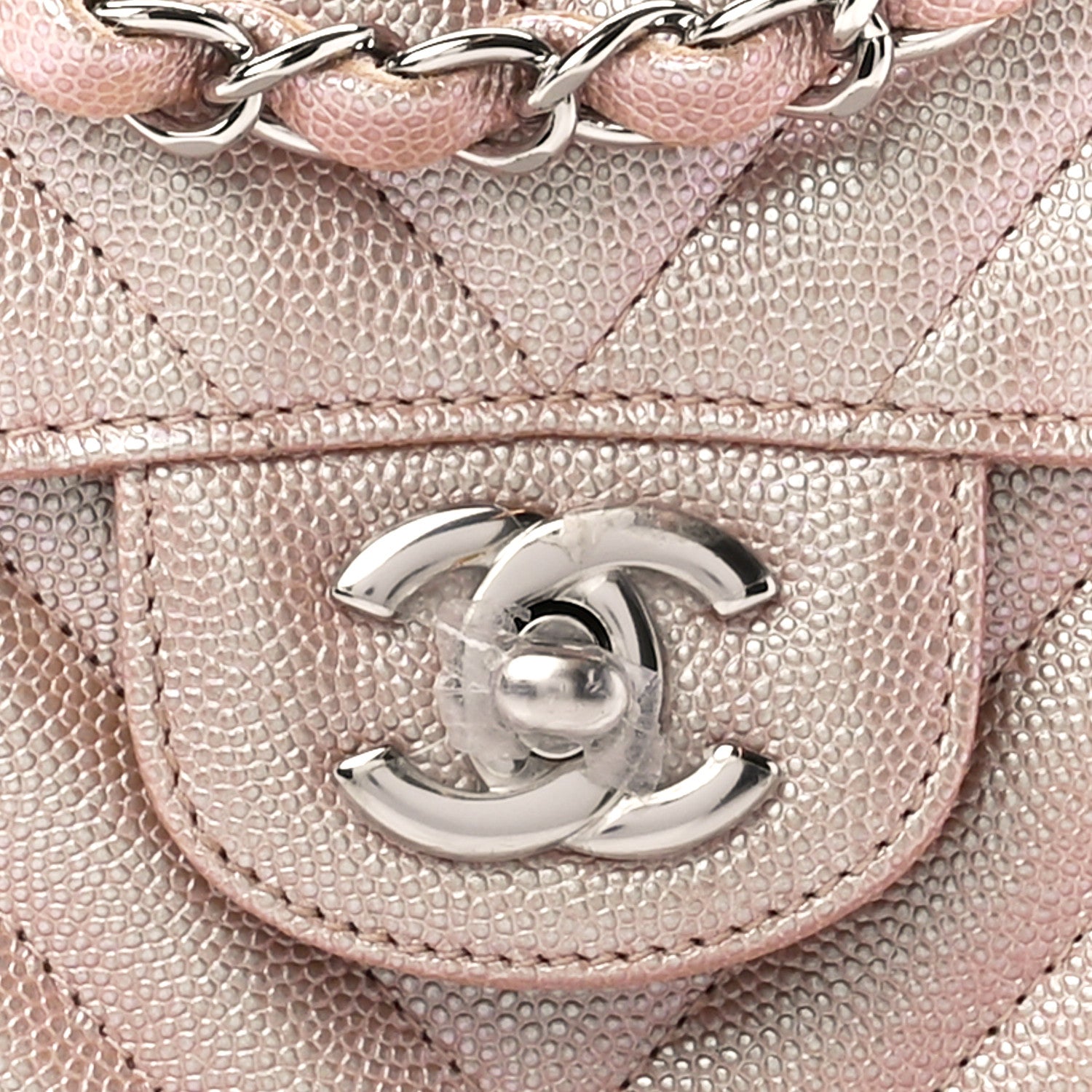 Chanel Iridescent Caviar Chevron Quilted Mini Rectangular Flap Light Gold 9 of 12