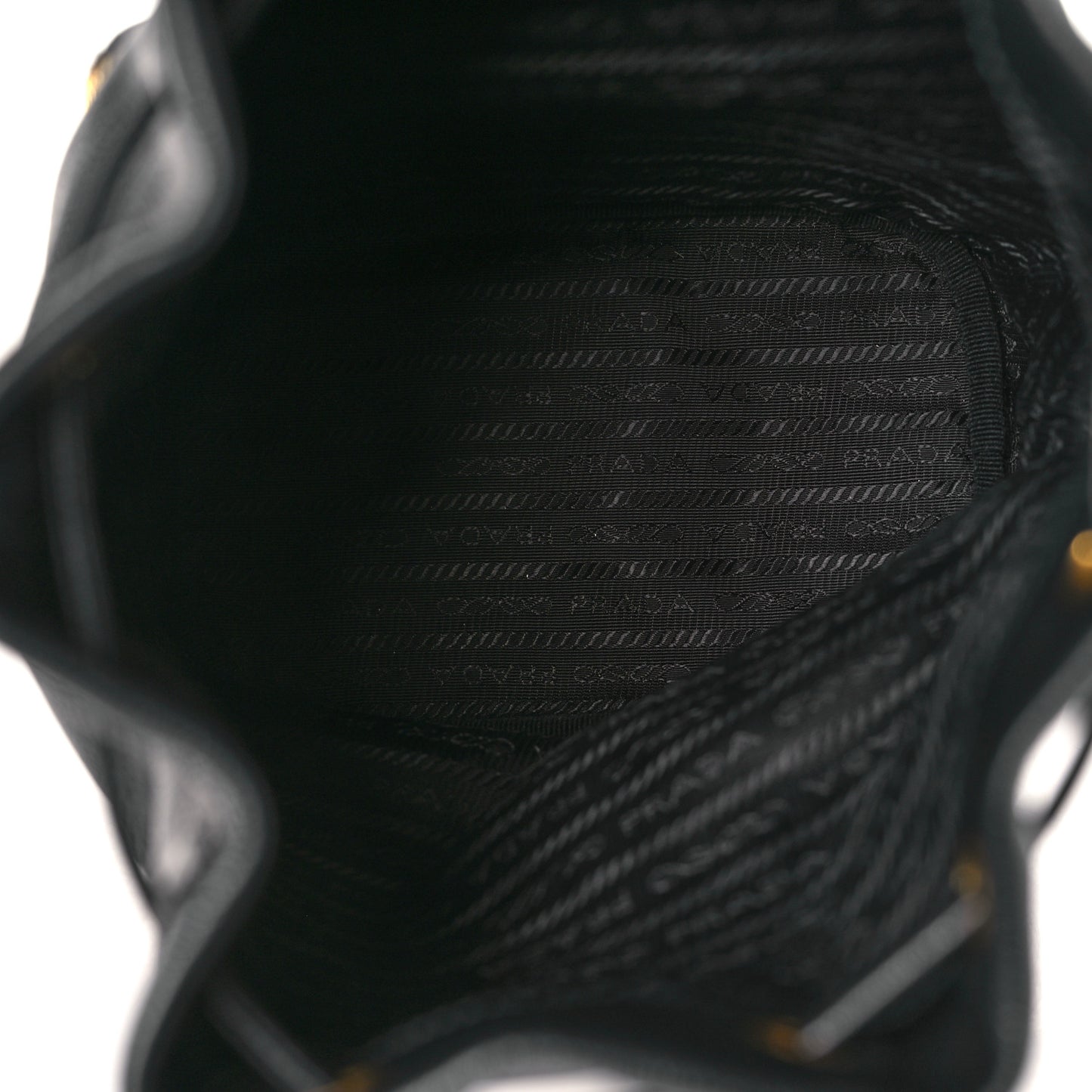 Glace Calfskin Embossed Bucket Bag Black