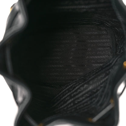 Prada Glace Calfskin Embossed Bucket Bag Black 5 of 9