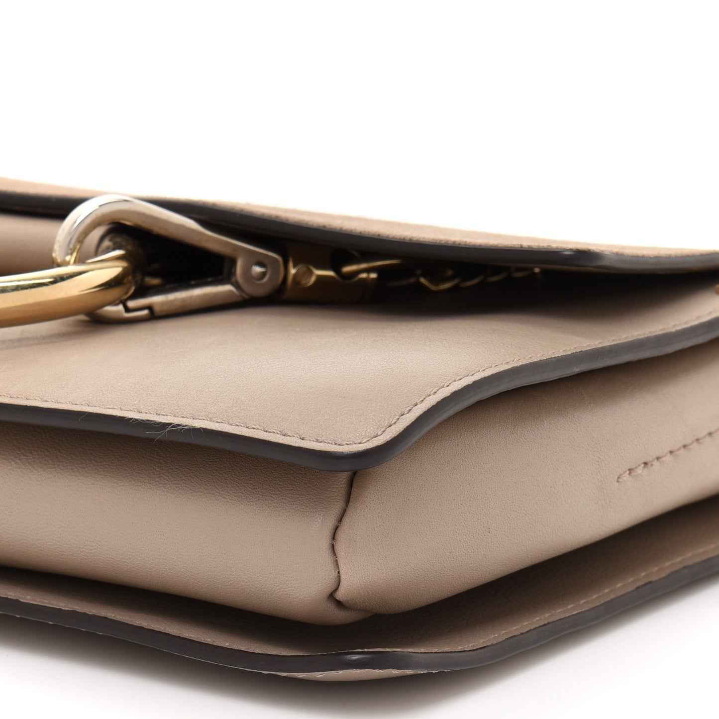 Suede Calfskin Small Faye Shoulder Bag Motty Grey