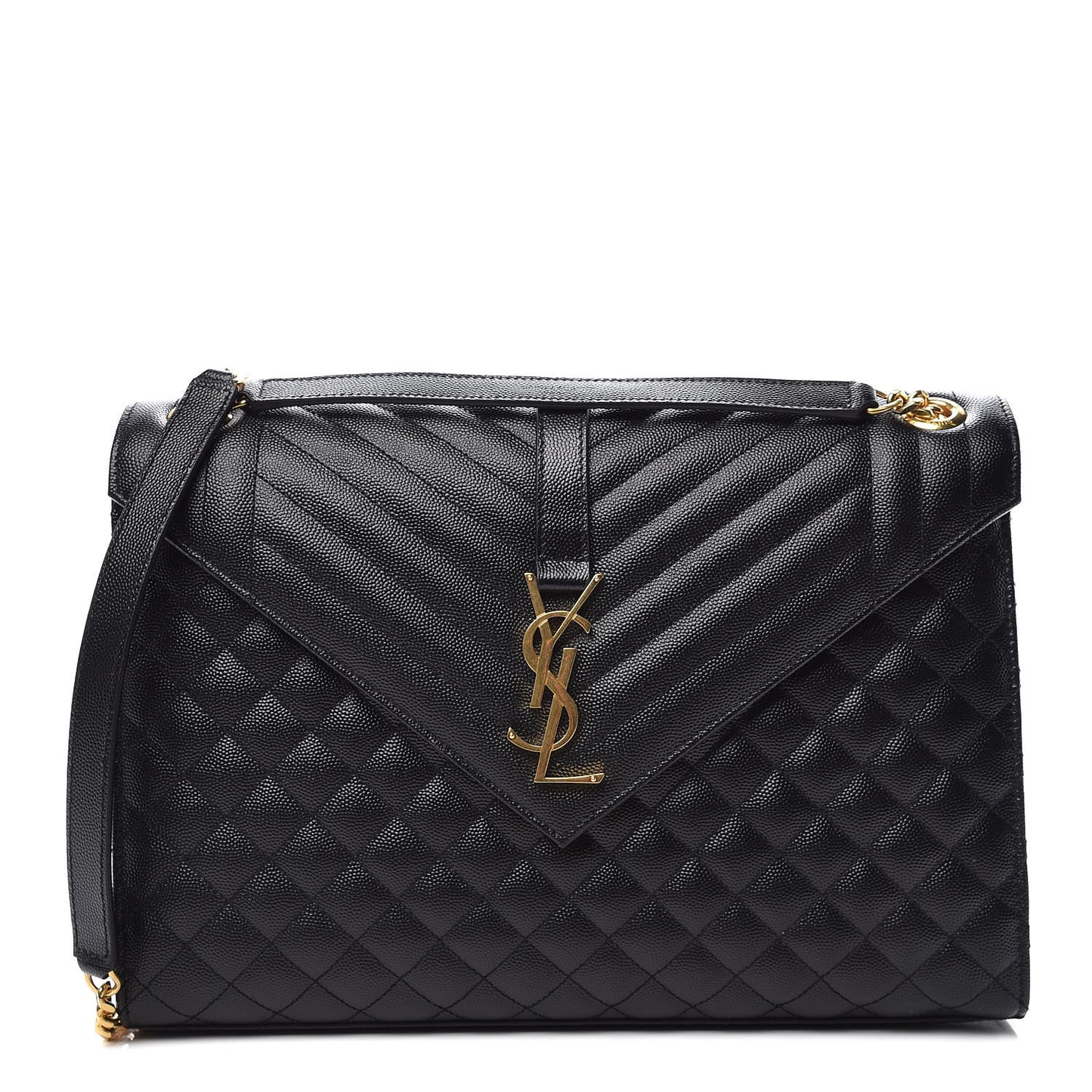 Grain De Poudre Textured Mixed Matelasse Large Triquilt Monogram Satchel Black