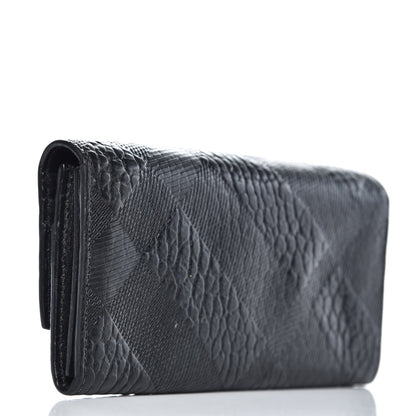 Burberry Signature Grain Calfskin Check Embossed Porter Continental Wallet Black 3 of 9