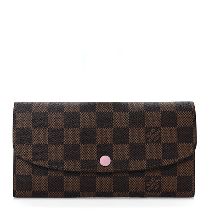 Louis Vuitton Damier Ebene Emilie Wallet Rose Ballerine 1 of 6