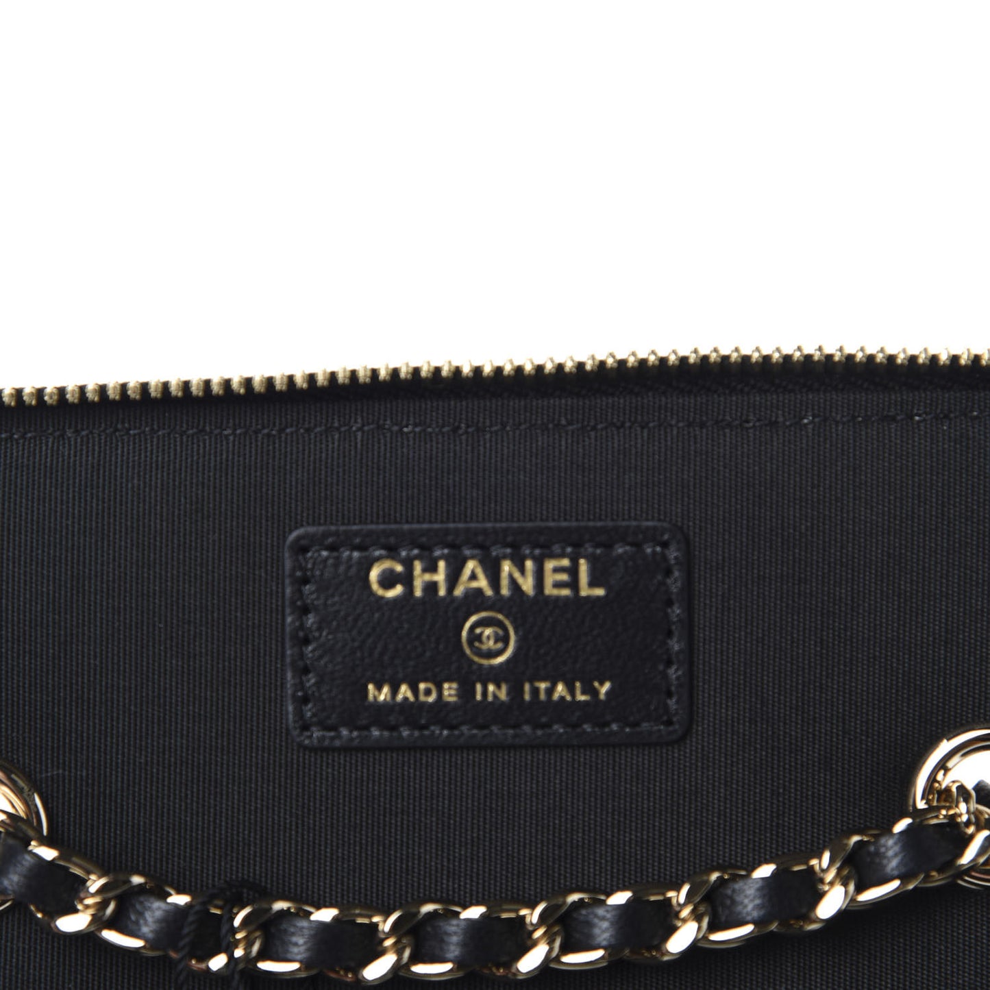 Raffia Jute Striped Small Vanity Case With Chain Black Beige