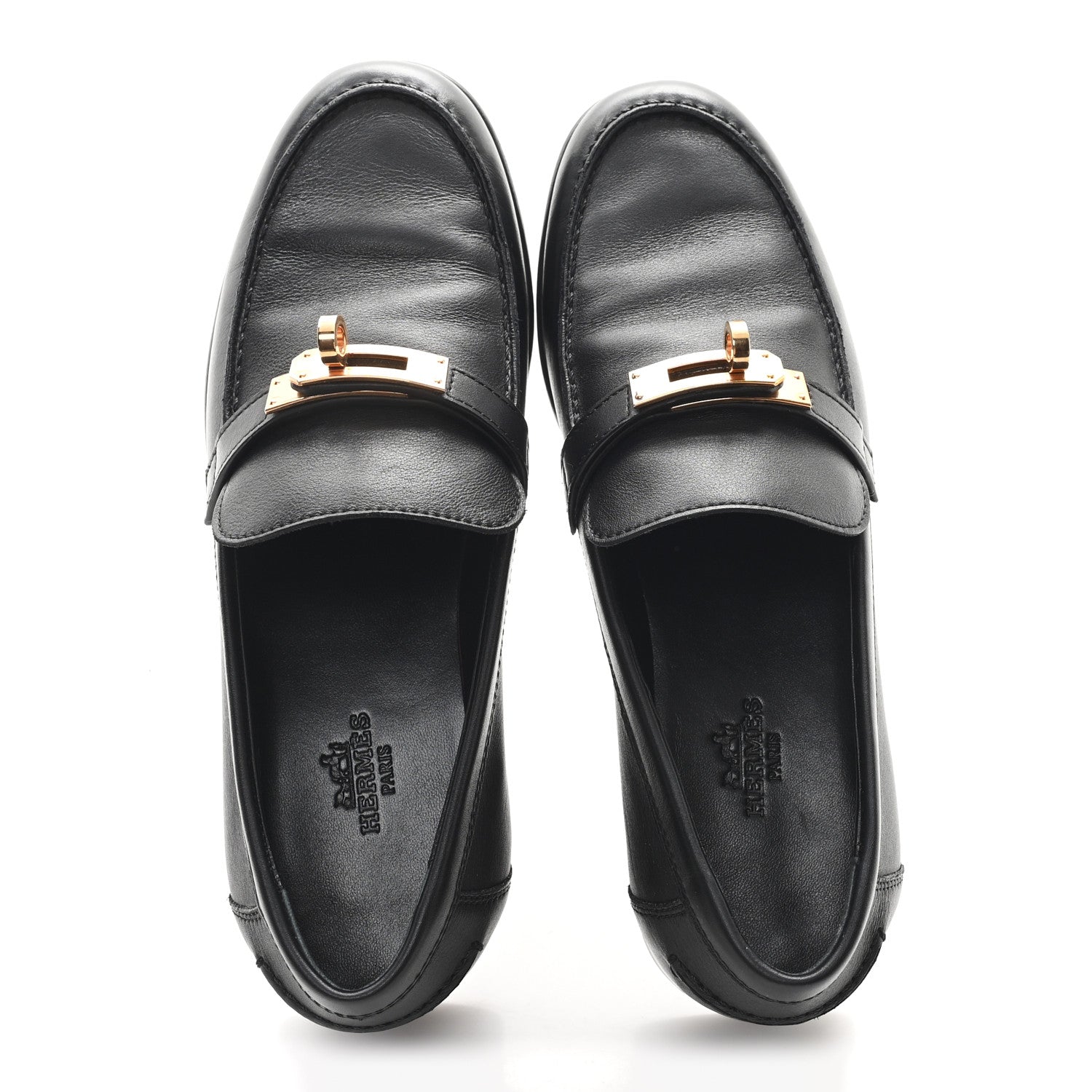 Hermes Calfskin Womens Destin Loafers 36 Black 2 of 10