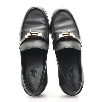 Hermes Calfskin Womens Destin Loafers 36 Black 2 of 10