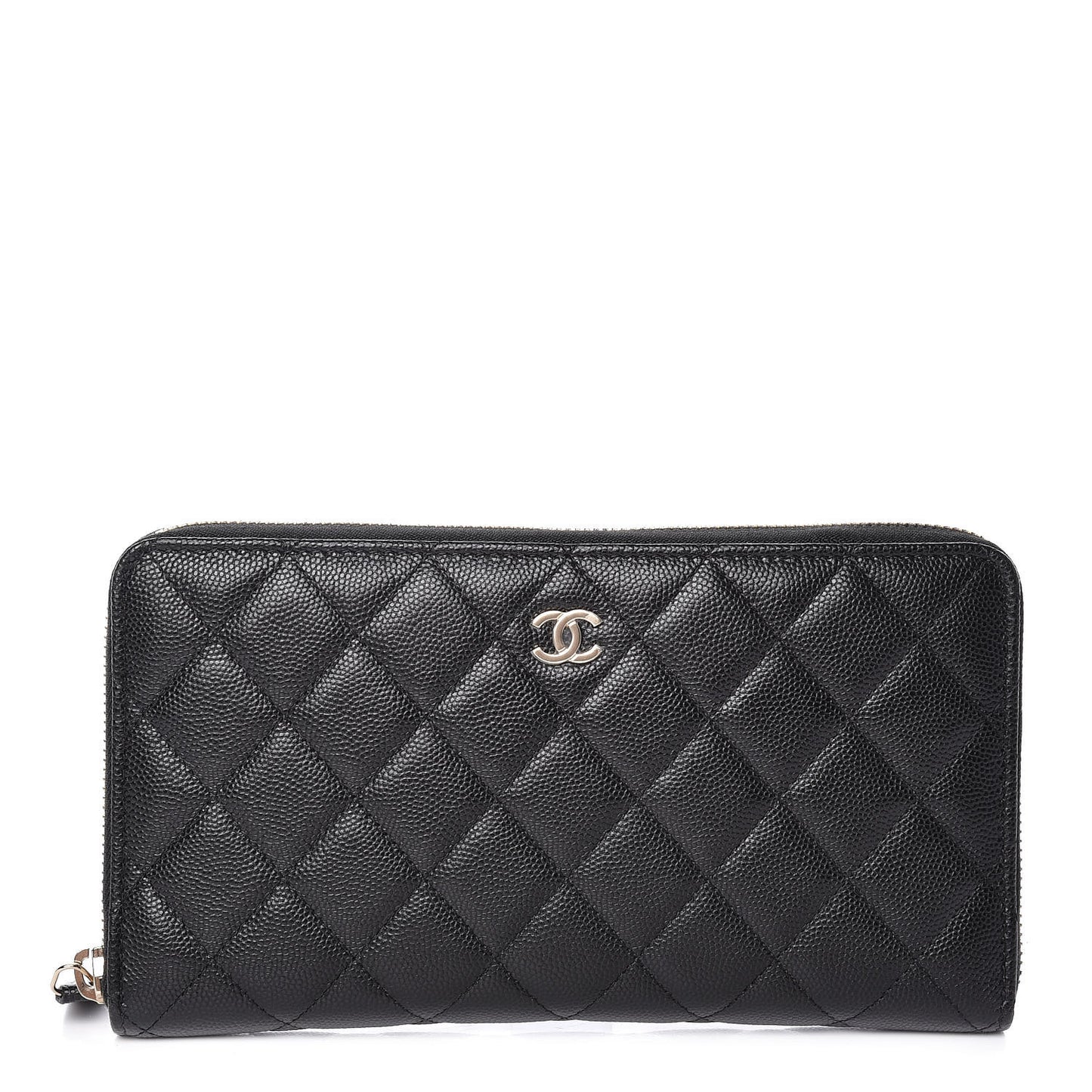 Caviar Quilted Large Zip Around Organizer Wallet Black