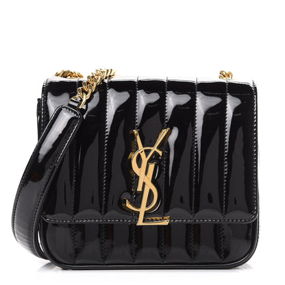 Saint Laurent Patent Calfskin Matelasse Monogram Small Vicky Chain Bag Black 1 of 10