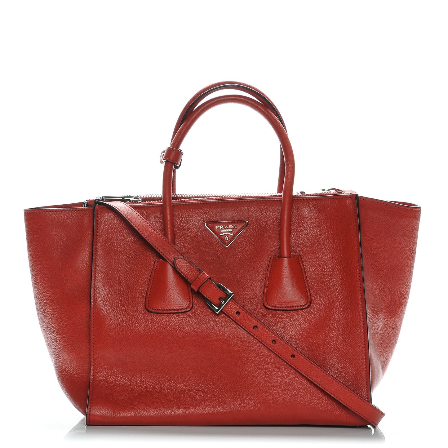 Glace Calf Twin Pocket Tote Fuoco