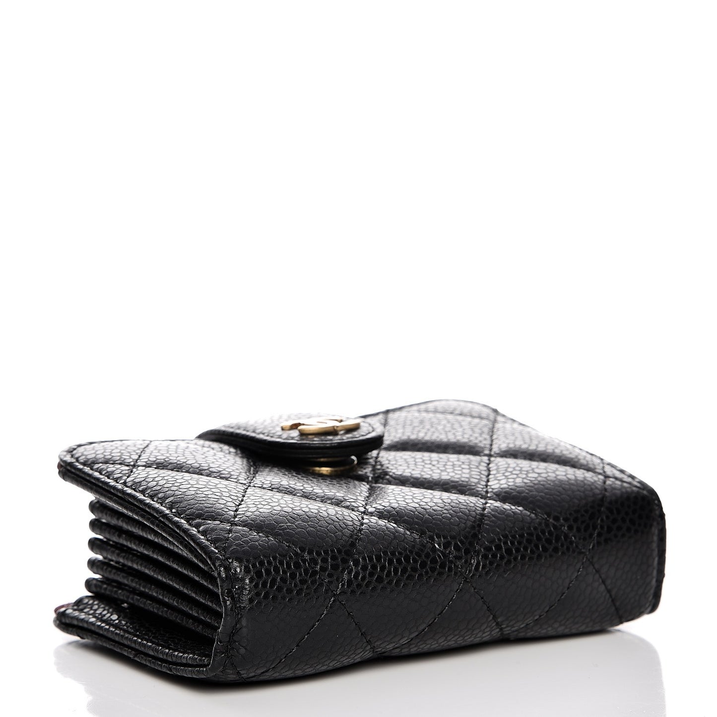 Caviar Quilted Gusseted Card Holder Black