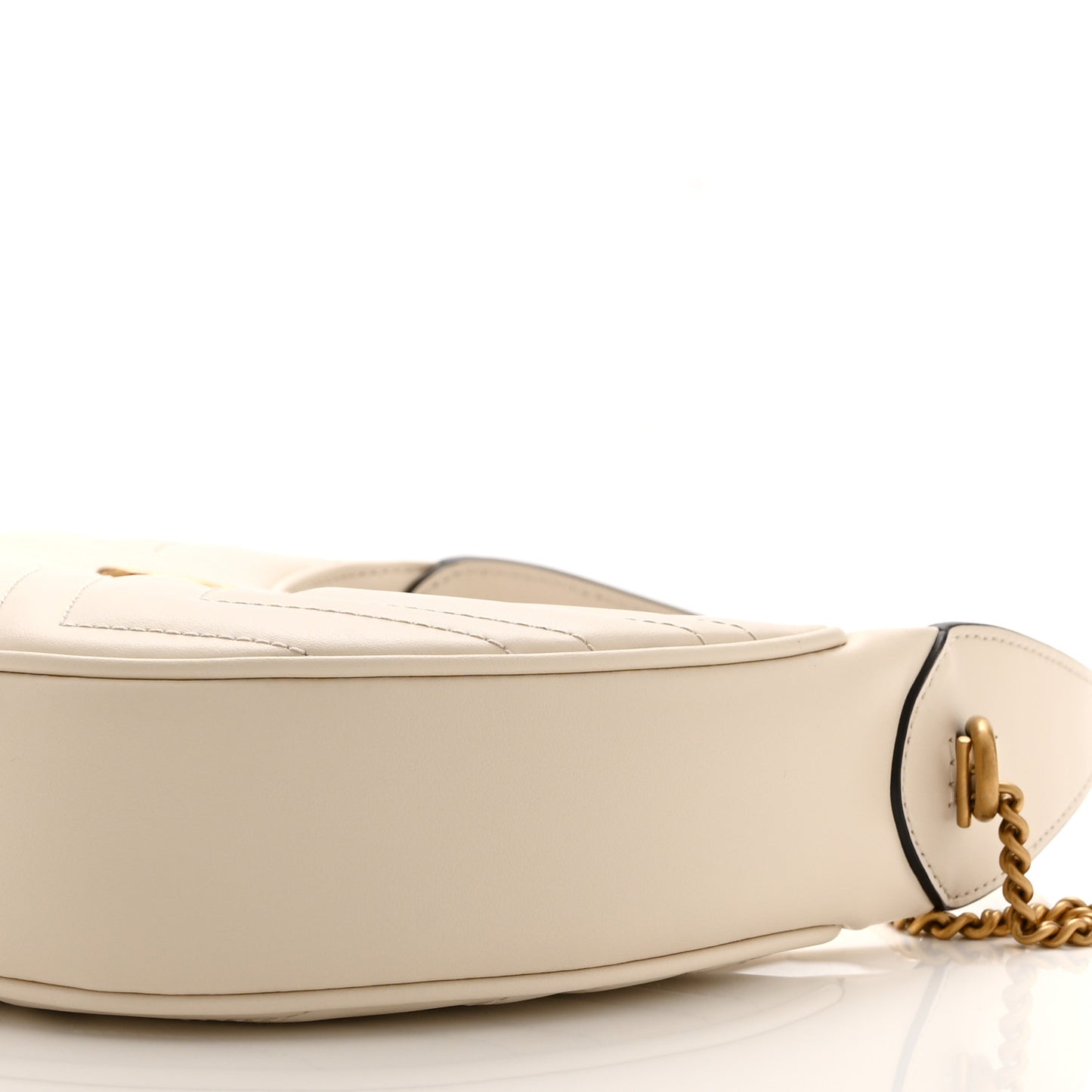 Calfskin Matelasse Chevron Mini GG Marmont Half Moon Hobo Mystic White