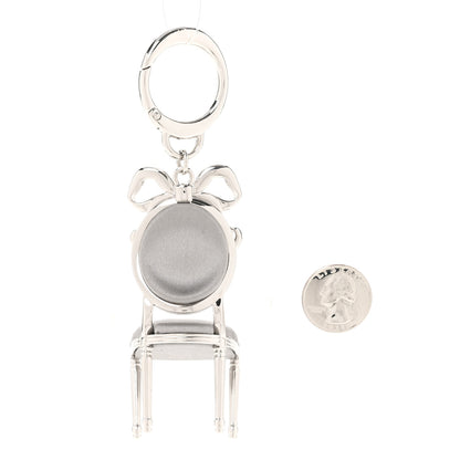 Christian Dior Metal Satin Icon Chair Bag Charm Silver Grey 2 of 3