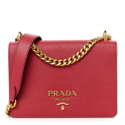Prada Saffiano Chain Shoulder Bag Fuoco 1 of 11