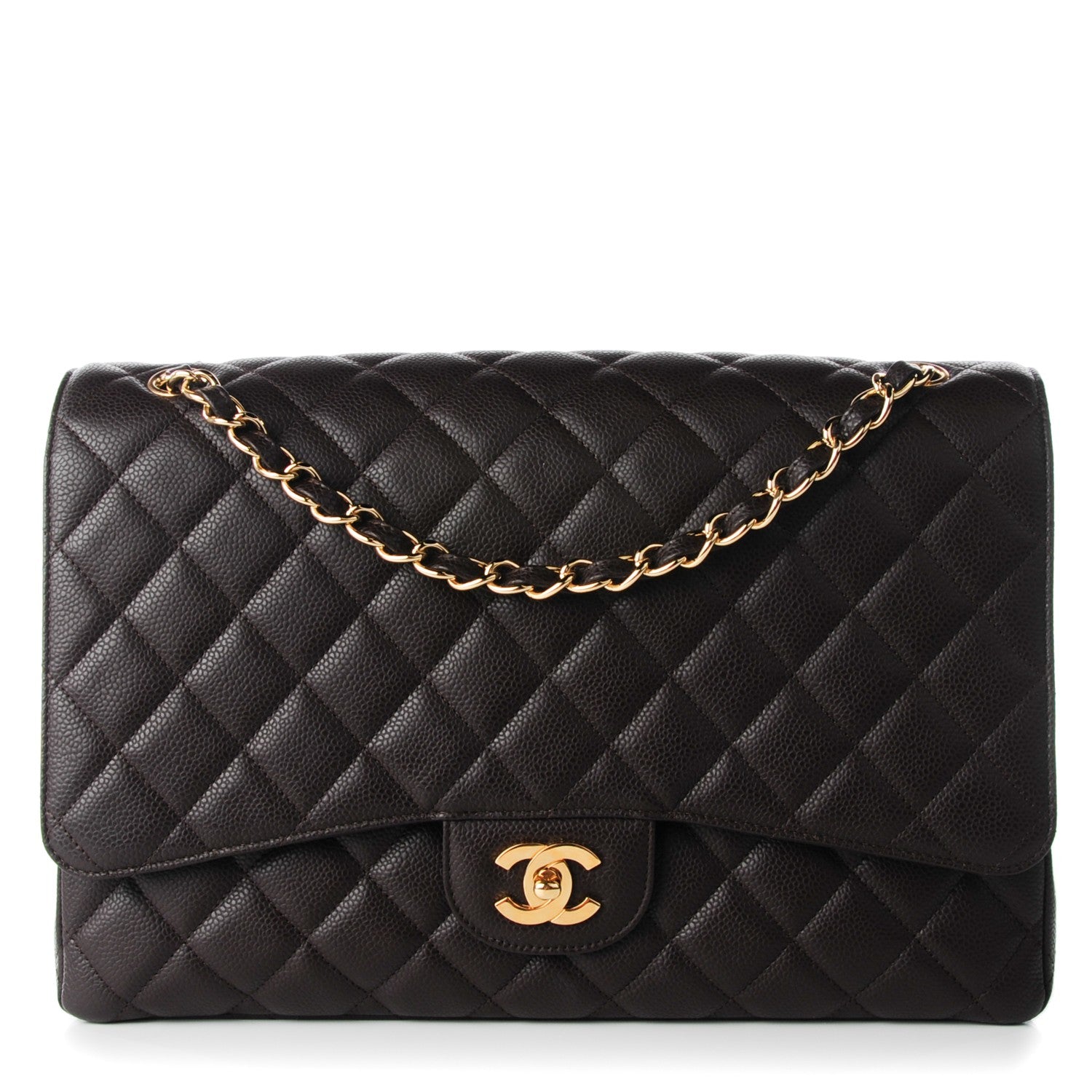Chanel Caviar Quilted Maxi Single Flap Brown 1 of 9