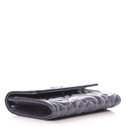 Chanel Goatskin Camellia Embossed Card Holder Blue 4 of 9