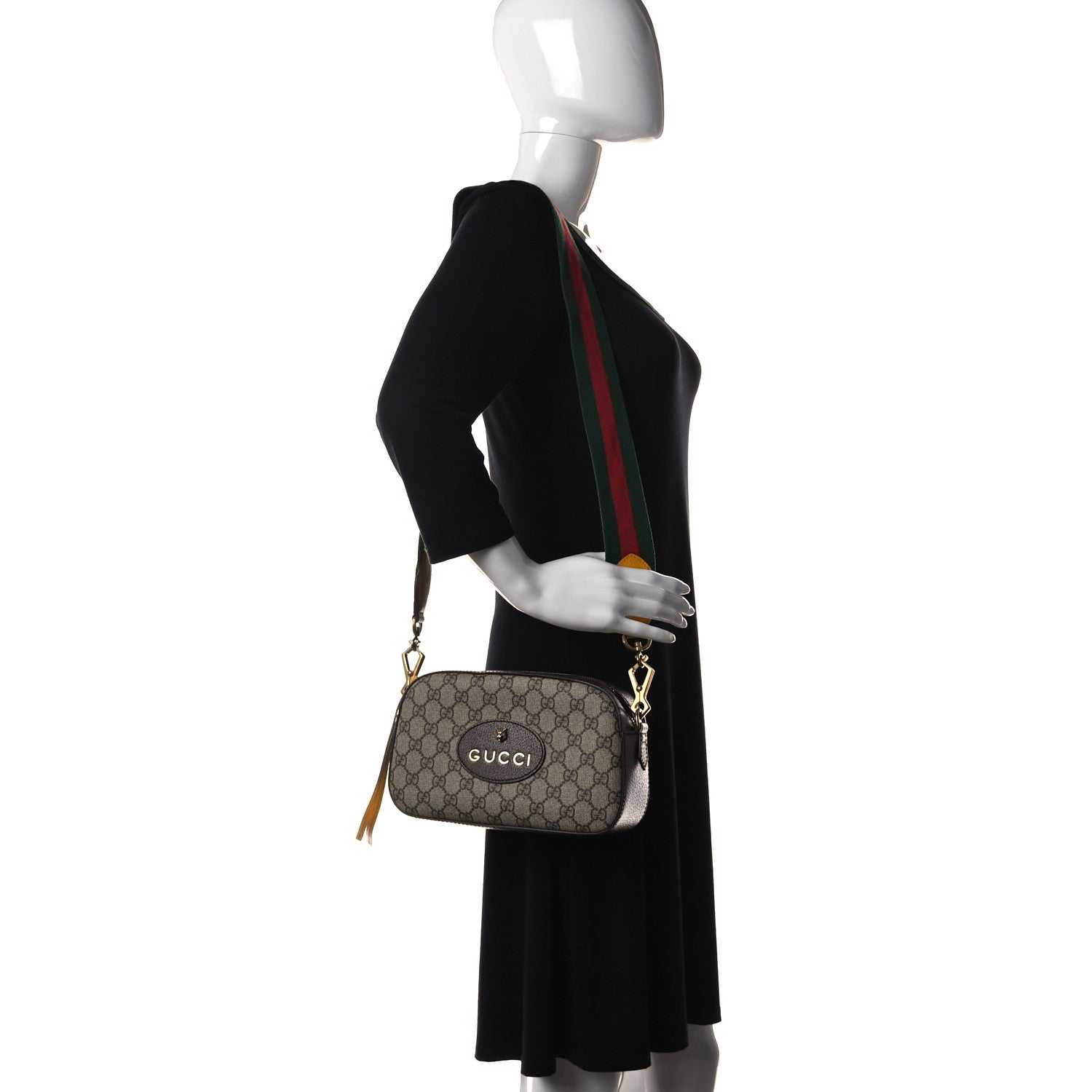 Gucci GG Supreme Monogram Web Neo Vintage Shoulder Bag Beige New Acero Crop 2 of 11