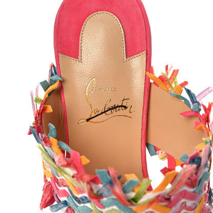 Christian Louboutin Nappa Velvet Suede Raffia Meroine 85 Sandals 40 Multicolor 8 of 8