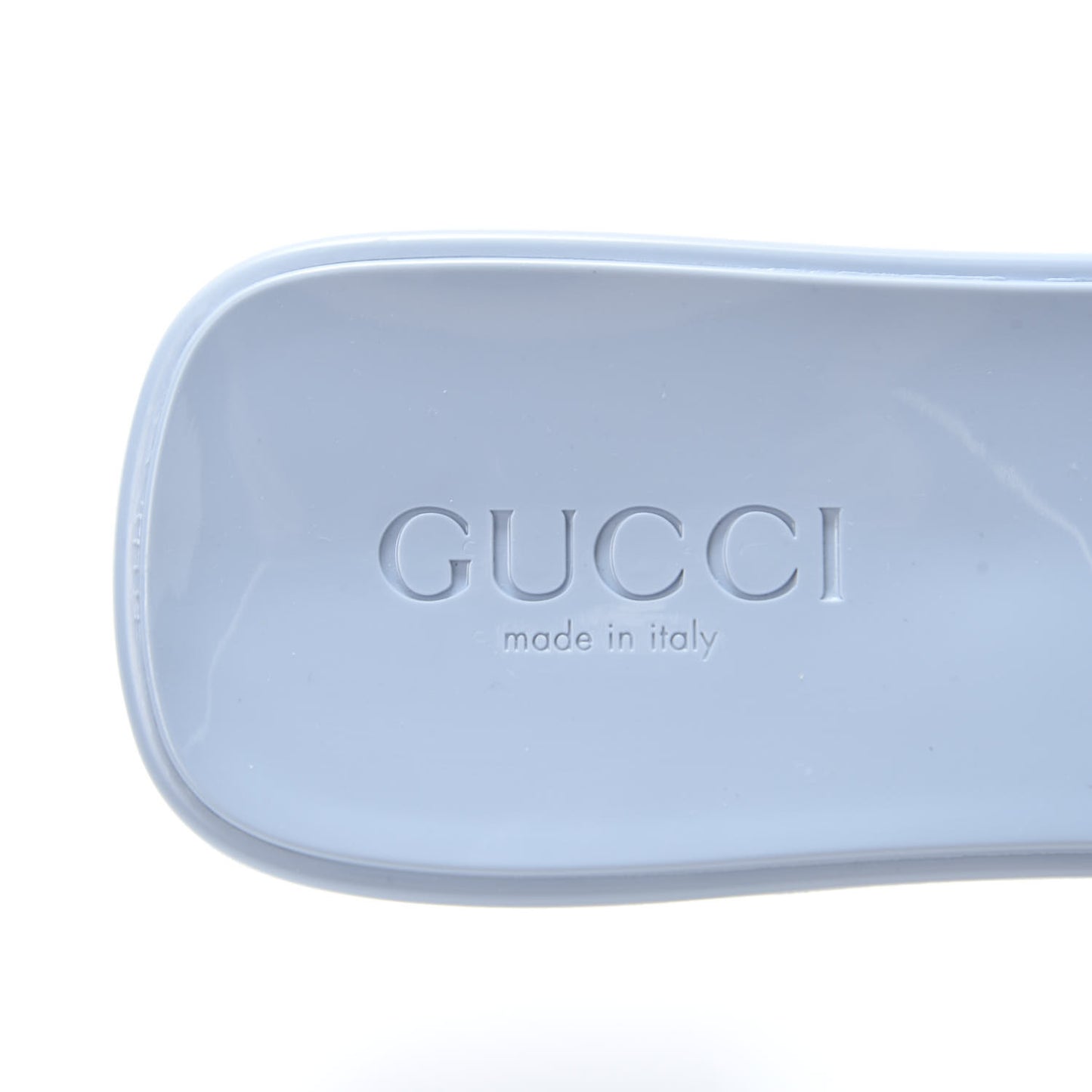 Rubber Gucci Logo Womens Platform 20/60mm Slide Sandals 38 Porcelain Light Blue
